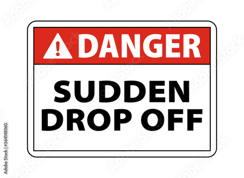danger sudden drop off sign and symbol vector