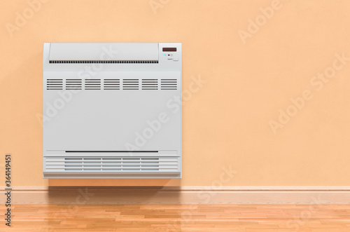 Air conditioner, floor standing unit in room on the wall. 3D rendering photo