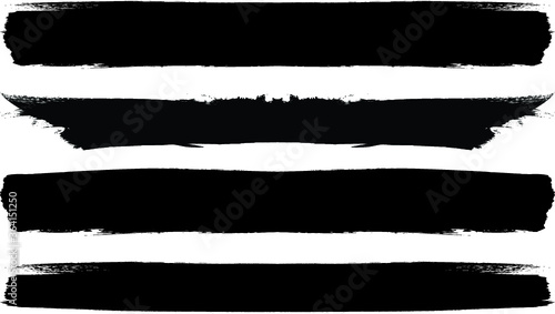 Grunge Paint stripe . Vector brush Stroke . Distressed banner . Black isolated paintbrush collection . Modern Textured shape . Dry border in Black 