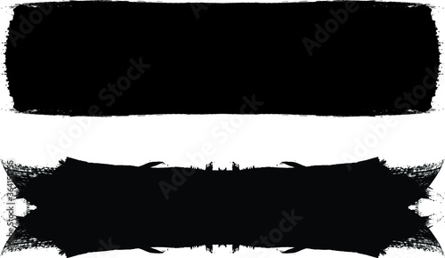 Grunge Paint stripe . Vector brush Stroke . Distressed banner . Black isolated paintbrush collection . Modern Textured shape . Dry border in Black 