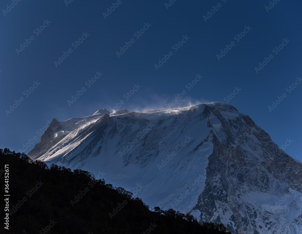 View of Manaslu mountain as seen from Bimtang village, Manaslu region, Nepal Himalaya, Nepal. View of Manaslu mountain as seen from Bimtang village, Manaslu region, Nepal Himalaya, Nepal.