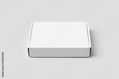 White cardboard postal, mailing box mockup. © Shablon