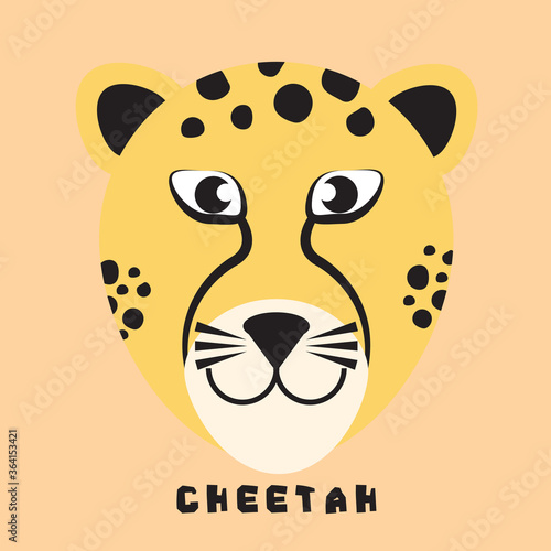 Photography Cartoon illustration of tiger face (Cheetah), eps10 vector format