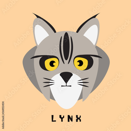 Canvas Print Cartoon illustration of tiger face (Lynx), eps10 vector format