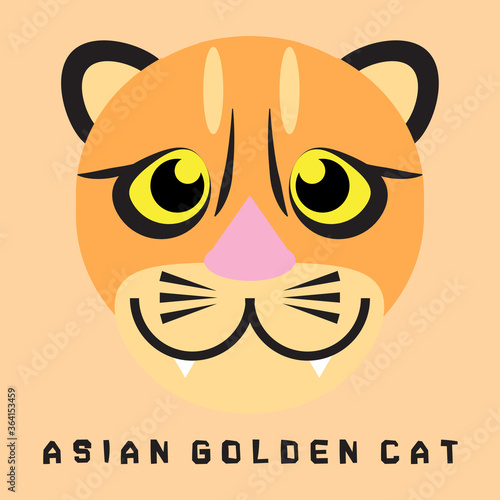 Canvas Print Cartoon illustration of tiger face (Asian golden cat), eps10 vector format