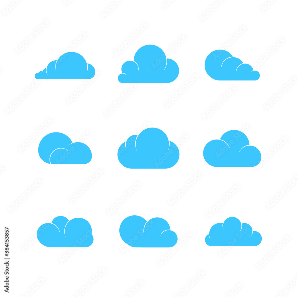 Set of icons of clouds of different shapes. Round clouds Set of icons of clouds of different shapes. Round clouds