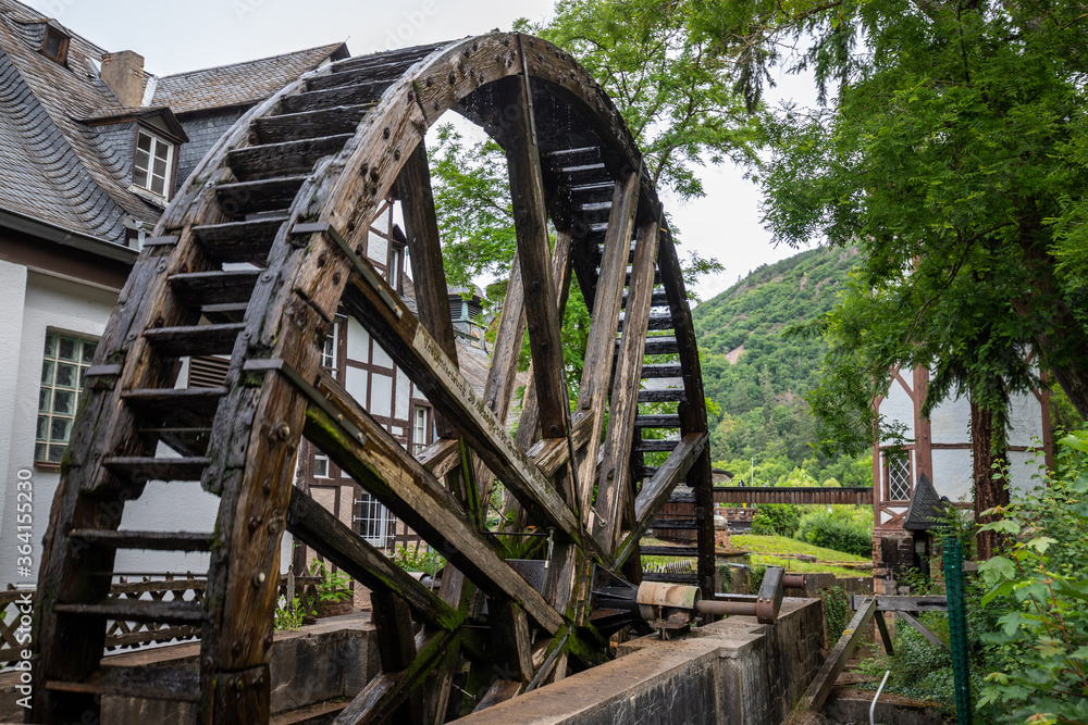 Historic water wheel in Bad Muenster am Stein-Ebernburg