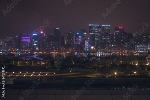 Canvas Print Buildings light at night, city of Hong Kong China.