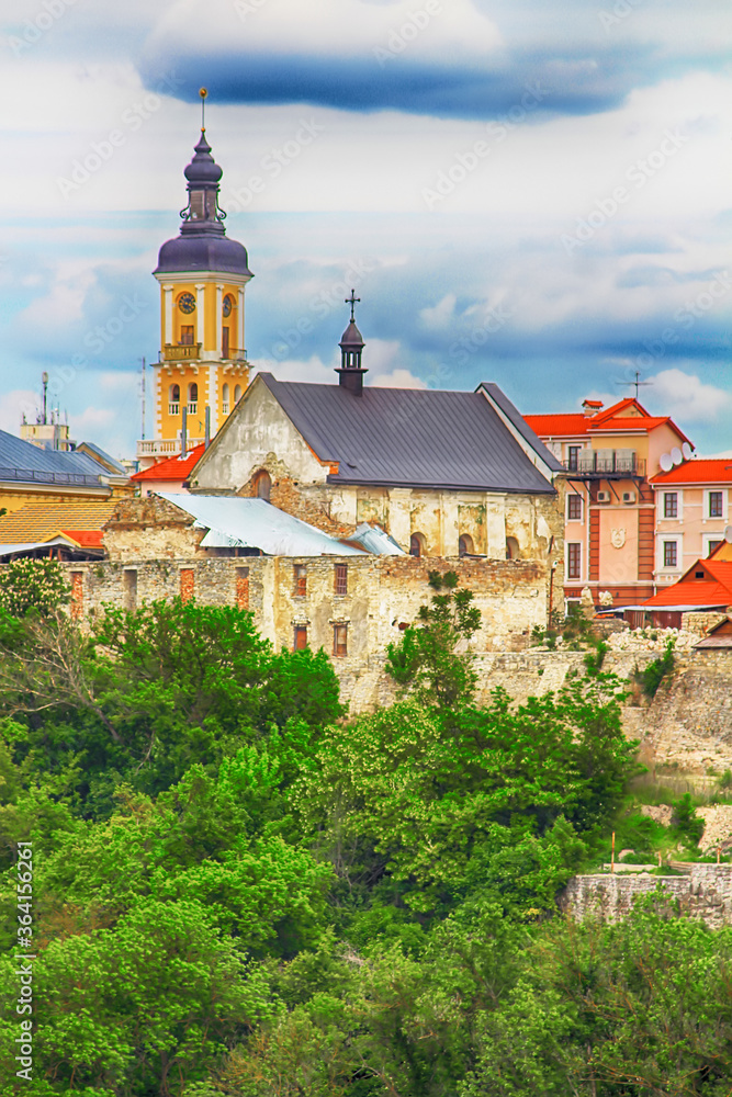 Old city hall in Kamianets-Podilskyi city, Ukraine. View from Kamianets-Podilskyi castle