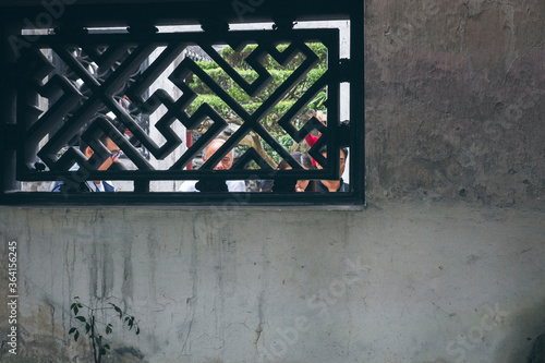 Photography Black steel window, city of Shanghai China.
