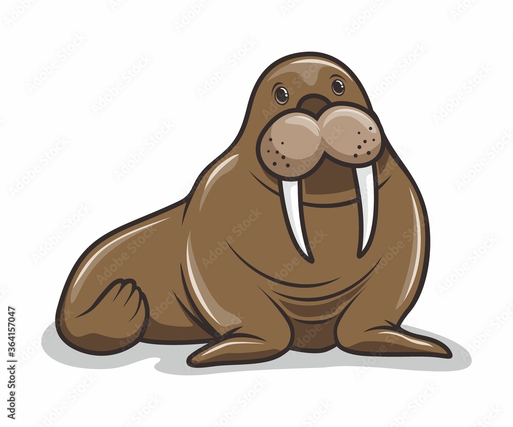 Obraz premium Walrus Cartoon Isolated Cute Animals Illustration
