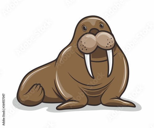 Walrus Cartoon Isolated Cute Animals Illustration