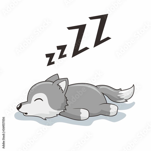 Lazy Wolf Cartoon Sleeping Animals Illustration