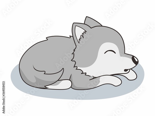 Lazy Wolf Cartoon Sleeping Animals Illustration