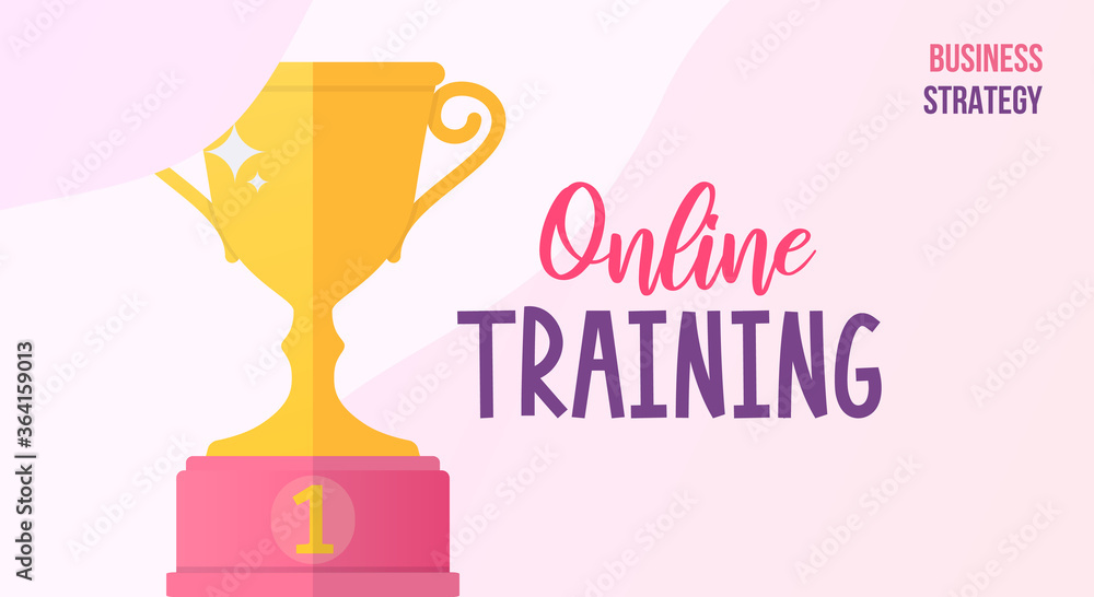 Online business training banner with ad text.