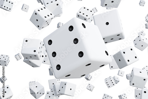 lucky dice with number 6 on the background of dices. 3d render.