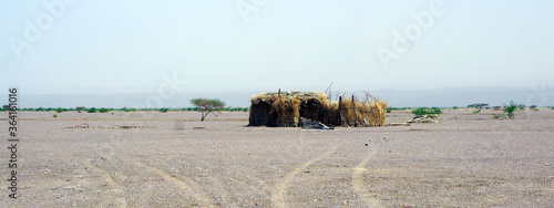 Tableau sur toile Isolated Afar settlement in the environs of Lake Abbé in central Djibouti