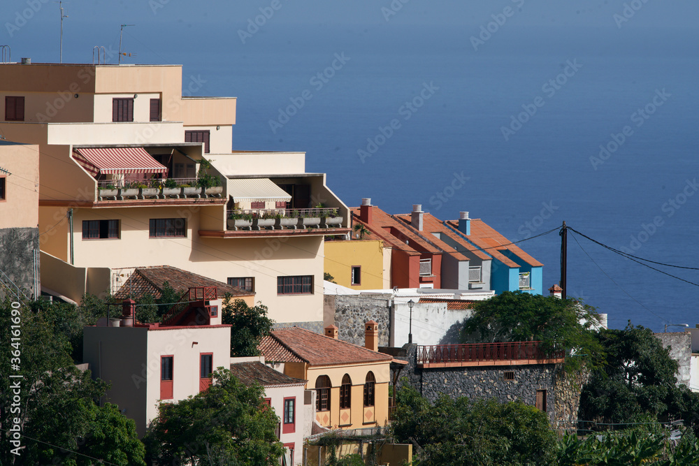 Multi-colored houses at the sea