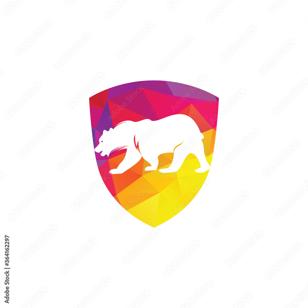 Bear in shield shape Logo Icon Designs Vector.Bears vector template Concept design. Bear in shield shape Logo Icon Designs Vector.Bears vector template Concept design.