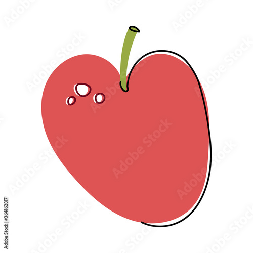 Vector illustration of an apple on a white background. Healthy food. Healthy lifestyle. Food. Fruit. Contour stroke. Hand-drawn clipart.