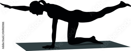 women to be trains fitnes sport aerobics, does yoga Pilates. Silhouette