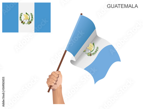 Flag of the State of Guatemala that is hoisted with a stick held by hand to ignite the spirit of statehood