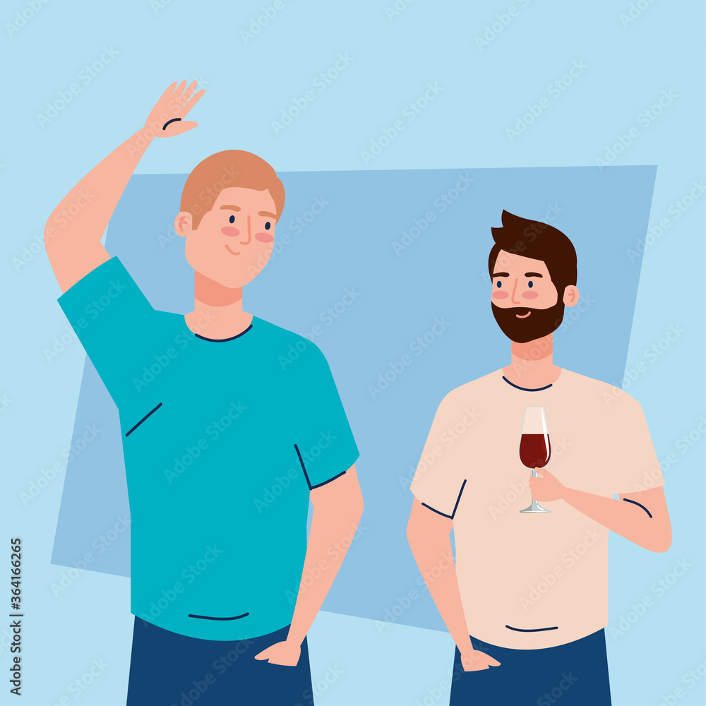 happy men with cup wine, healthy lifestyle, celebrating holiday party vector illustration design