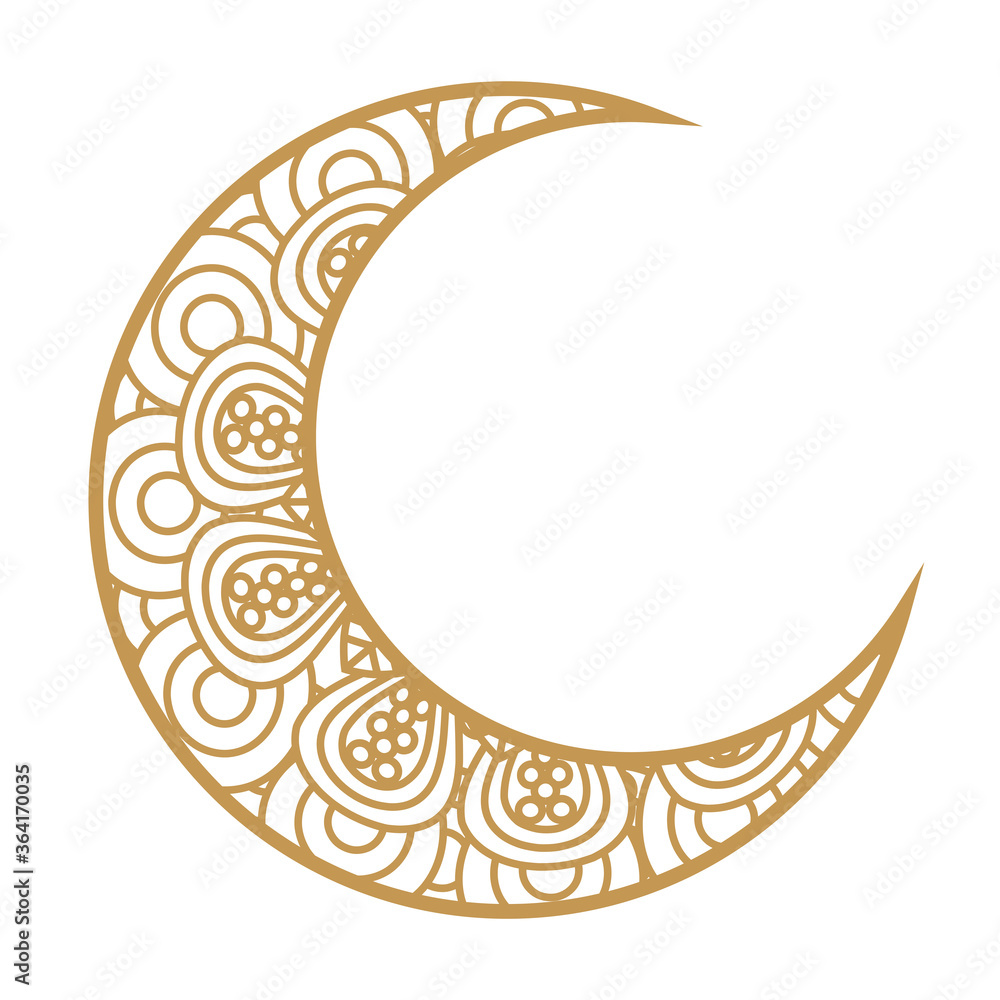 crescent moon golden on white background vector illustration design