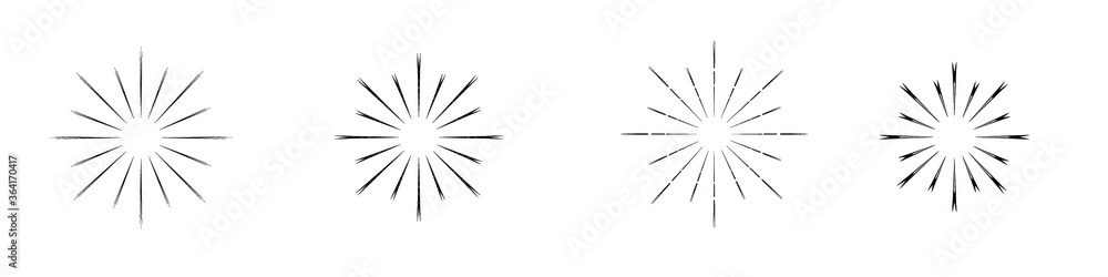 Obraz premium Sunburst set isolatedon white background. Sunburst in black and white color. Sunburst in monochrome flat style - stock vector.