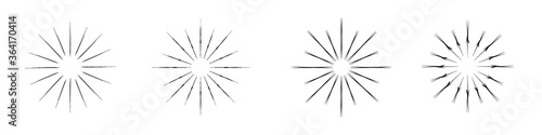 Sunburst set isolatedon white background. Sunburst in black and white color. Sunburst in monochrome flat style - stock vector.