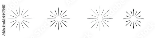 Sunburst set isolatedon white background. Sunburst in black and white color. Sunburst in monochrome flat style - stock vector.