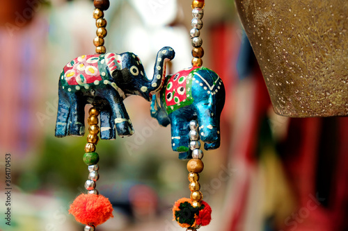 Decorative paper elephants - symbols and signs of indian (hindu) and buddhist religions and tradition. photo