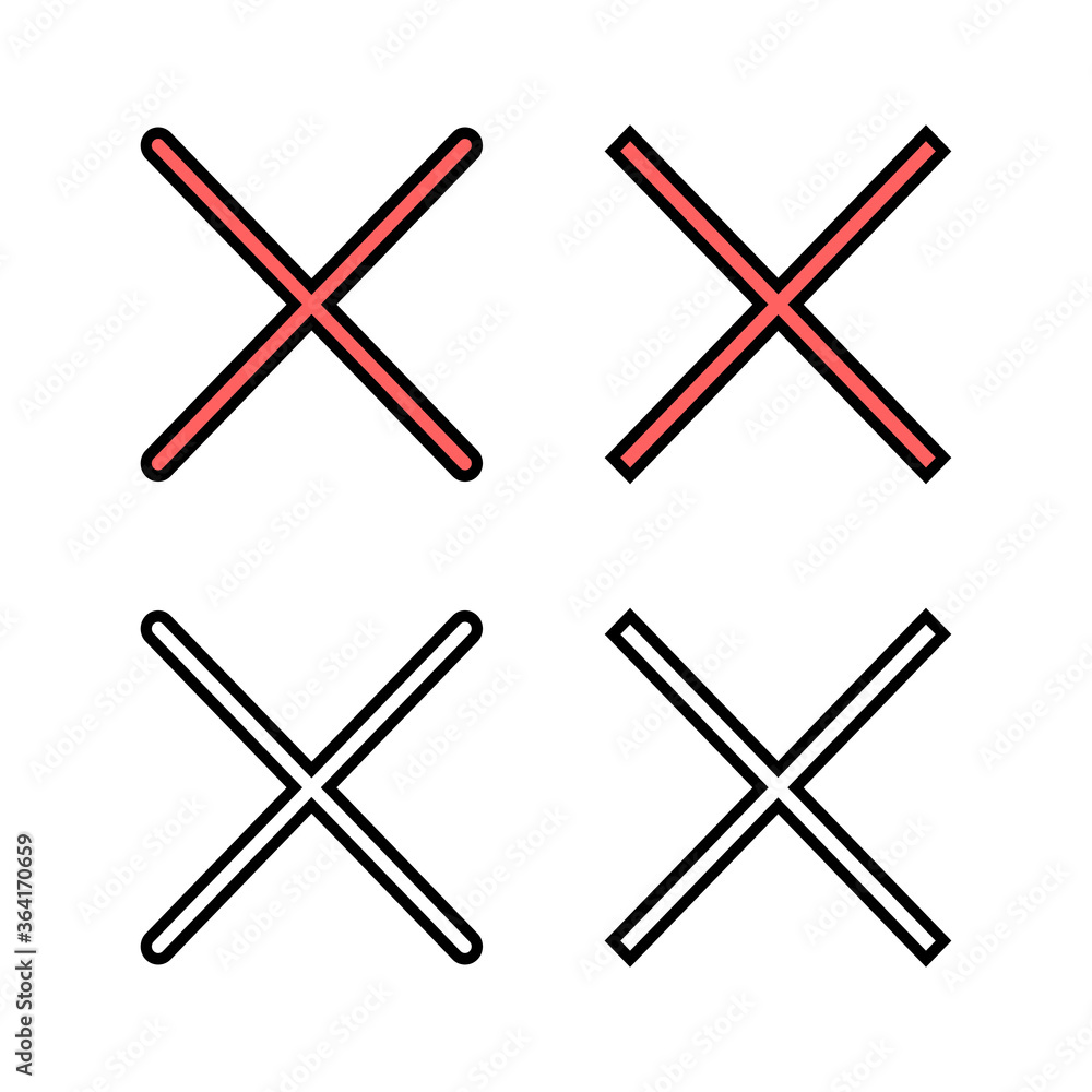 set of Close icons. Delete icon. remove, cancel, exit symbol set of Close icons. Delete icon. remove, cancel, exit symbol