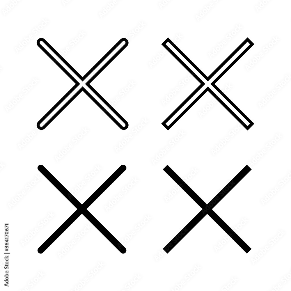 set of Close icons. Delete icon. remove, cancel, exit symbol set of Close icons. Delete icon. remove, cancel, exit symbol