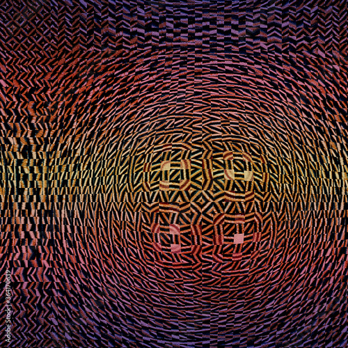 Mesh of Black and Brown Small Tiles in Swirl Abstract Pattern