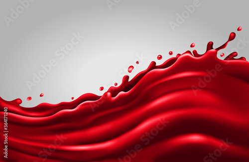 Cherry juice splash wave on a gray background