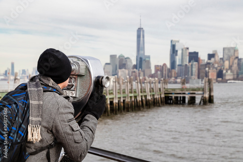 young man in the city with camera