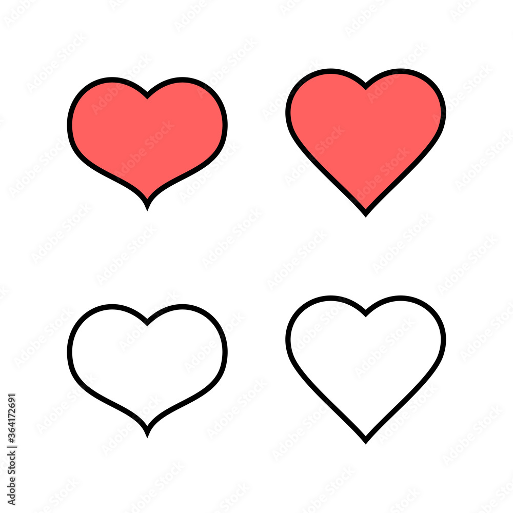 Set of Heart icons. Heart vector icon. Like icon vector. Love Set of Heart icons. Heart vector icon. Like icon vector. Love