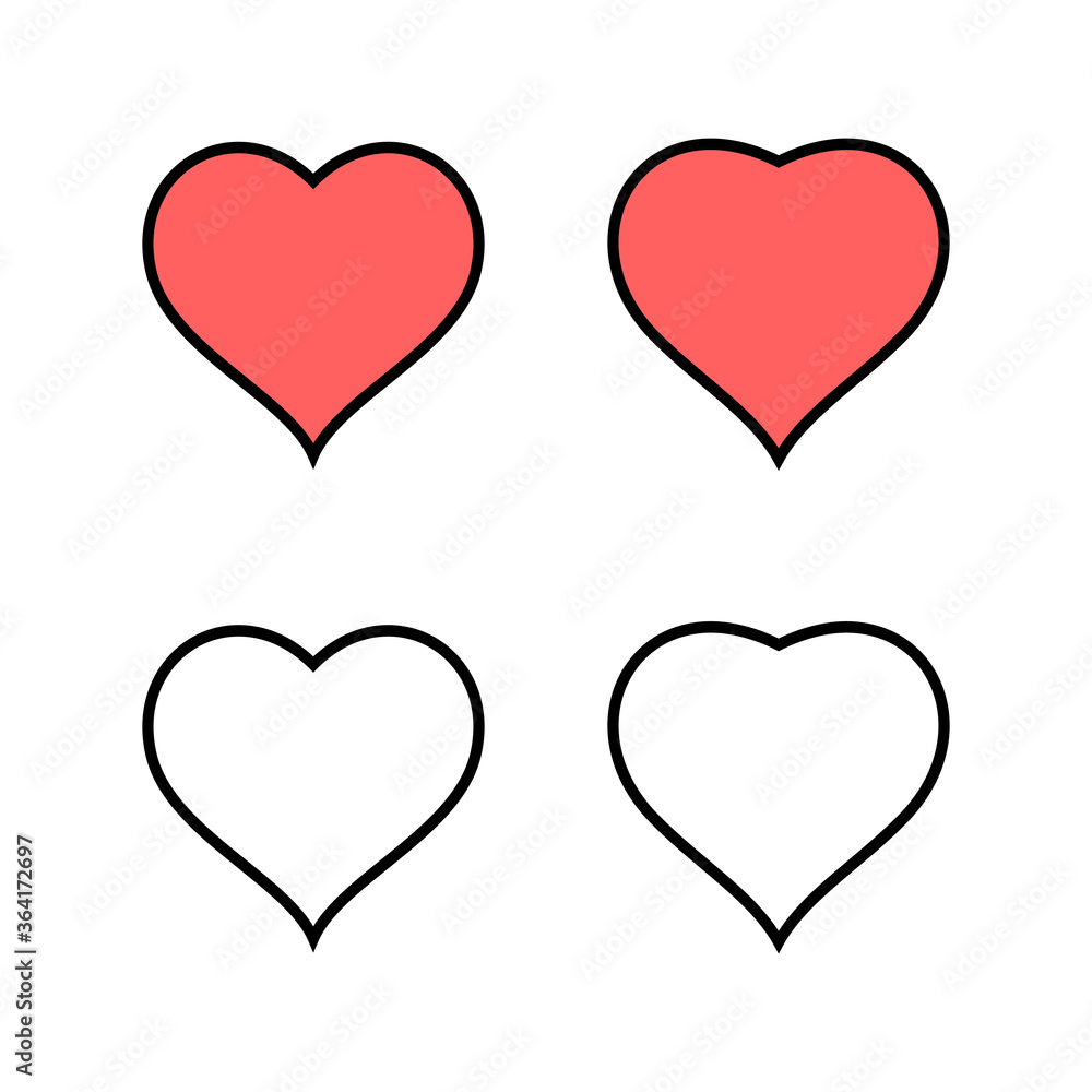Set of Heart icons. Heart vector icon. Like icon vector. Love Set of Heart icons. Heart vector icon. Like icon vector. Love