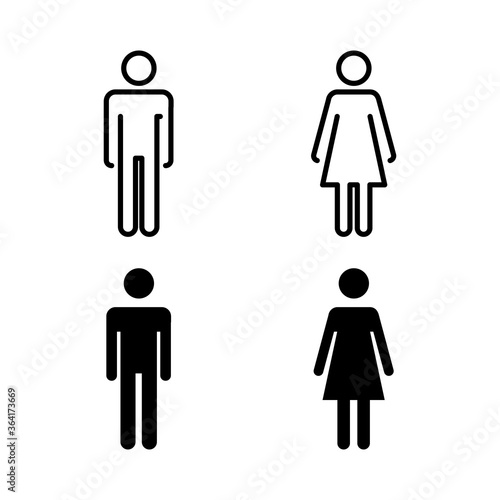 Set of Man and woman icon vector. Toilet sign. Man and woman restroom sign vector. Male and female icon