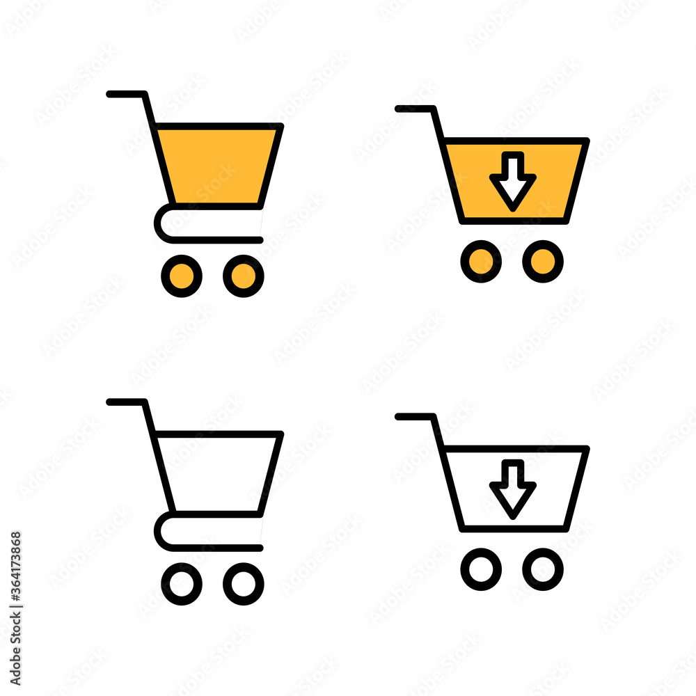 Set of Shopping icons. Shopping cart icon. Basket icon. Trolley Set of Shopping icons. Shopping cart icon. Basket icon. Trolley