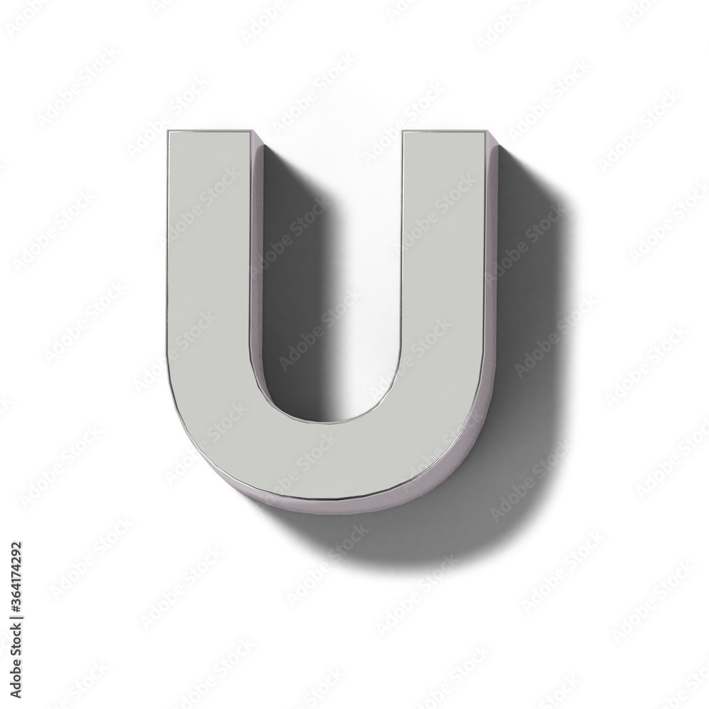 リアルなシルバーの文字ブロックのU リアルなシルバーの文字ブロックのU