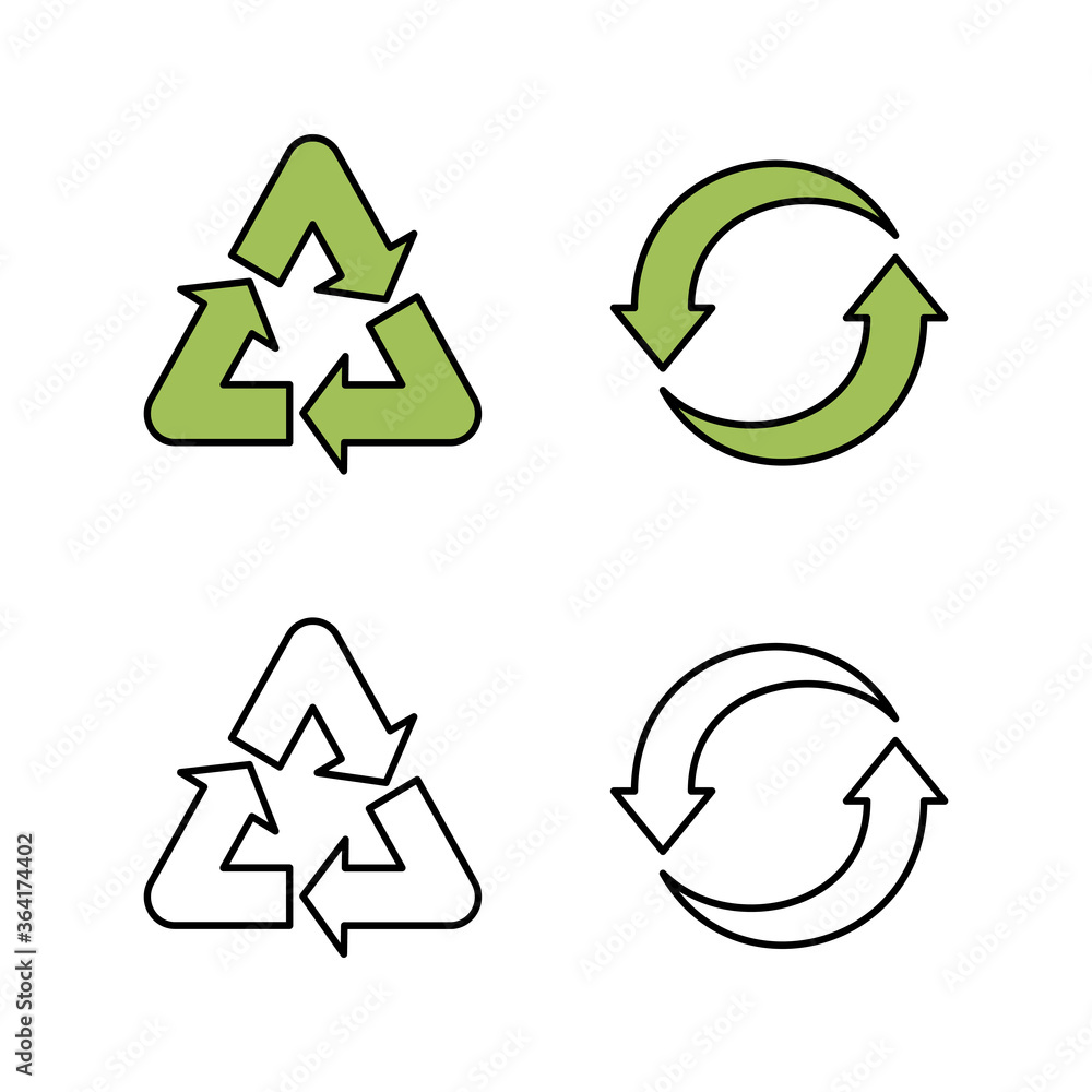 Set of Recycle icons vector. Recycle and some packaging sign. environment icon Set of Recycle icons vector. Recycle and some packaging sign. environment icon