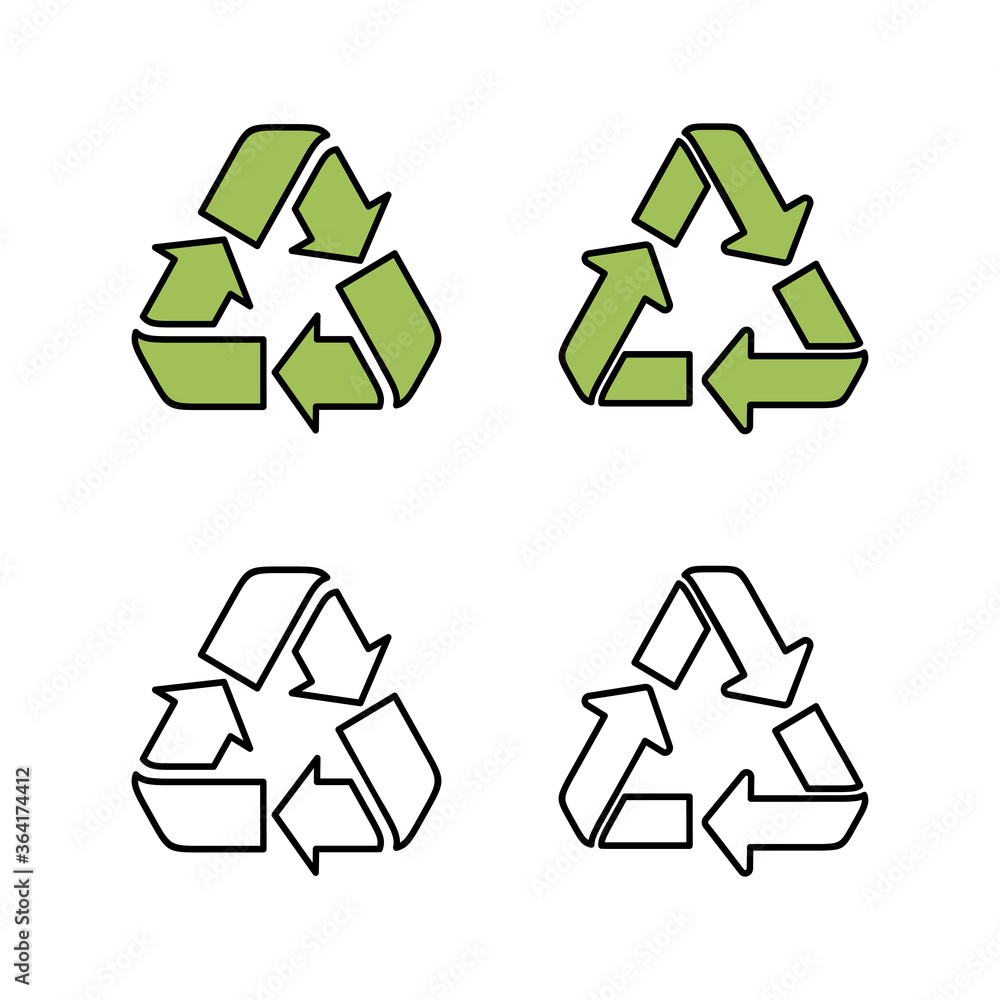 Set of Recycle icons vector. Recycle and some packaging sign. environment icon Set of Recycle icons vector. Recycle and some packaging sign. environment icon