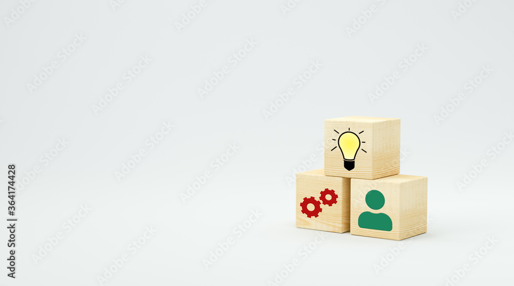 Obraz premium cubes showing a brainstorming session on white background