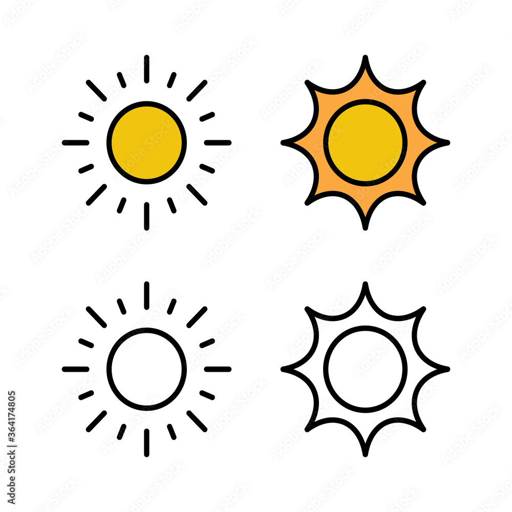 Set of Sun icons. Sun vector icon Set of Sun icons. Sun vector icon