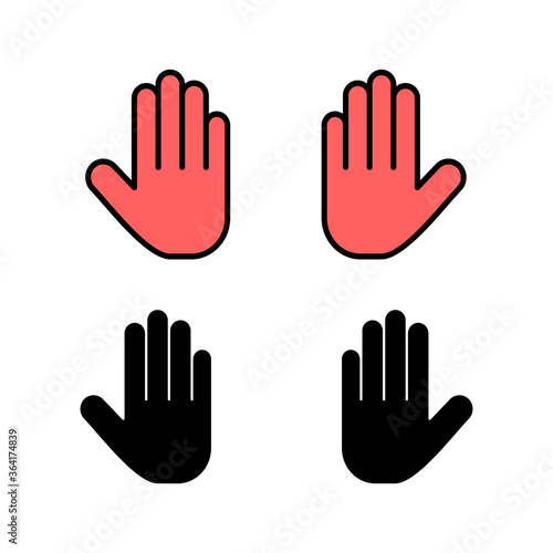 Set of Stop icons. Hand symbol. Hand icon vector