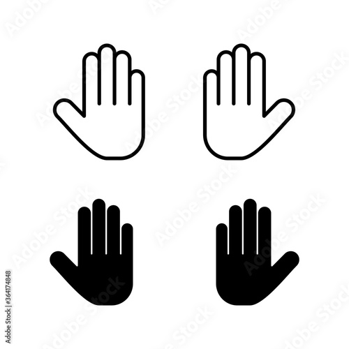 Set of Stop icons. Hand symbol. Hand icon vector