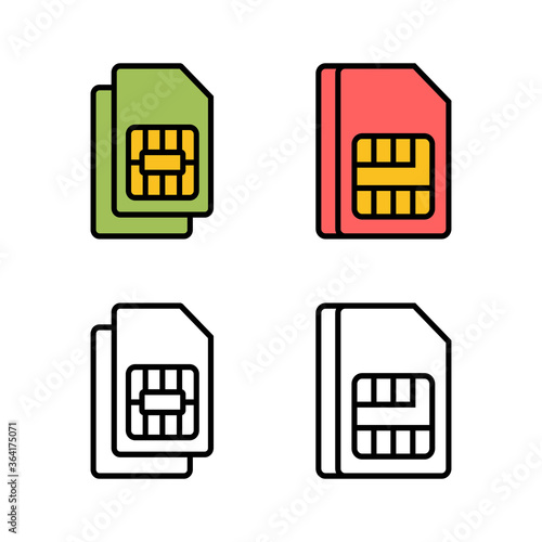 Set of Sim card icons vector. Mobile slot icon. Mobile cellular phone sim card chip. Dual sim