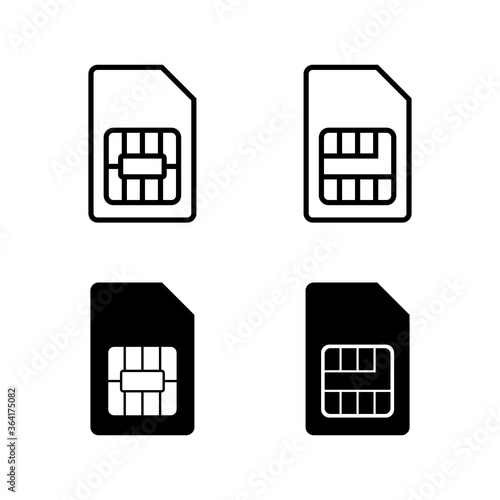 Set of Sim card icons vector. Mobile slot icon. Mobile cellular phone sim card chip. Dual sim